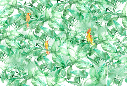 Lara Costafreda mural by Coordonné in Find Parrots, flat pattern view