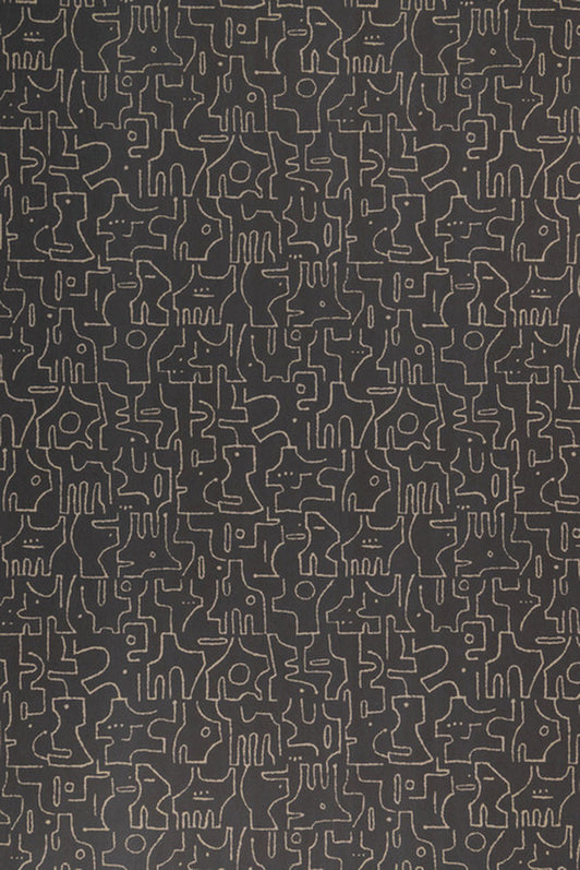 Rune Wallpaper by Kerry Joyce in Charcoal on Flax