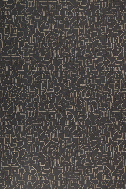 Rune Wallpaper by Kerry Joyce in Charcoal on Flax