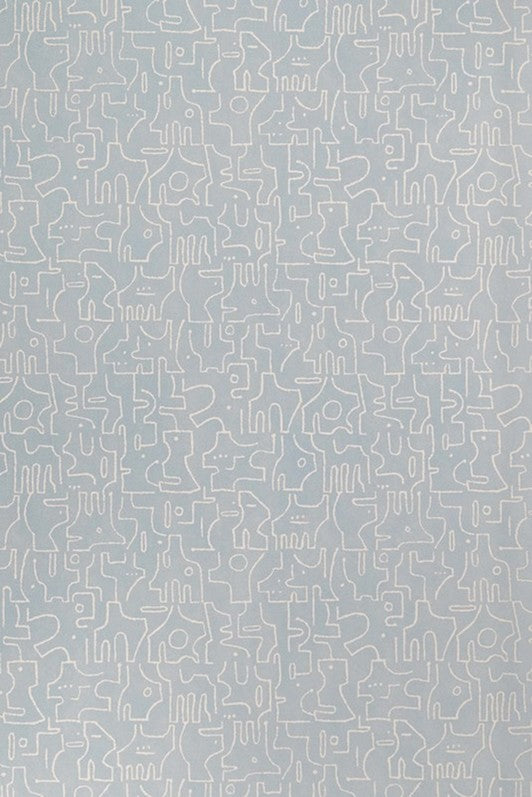 Rune Wallpaper by Kerry Joyce in Moonstone Blue on Hemp
