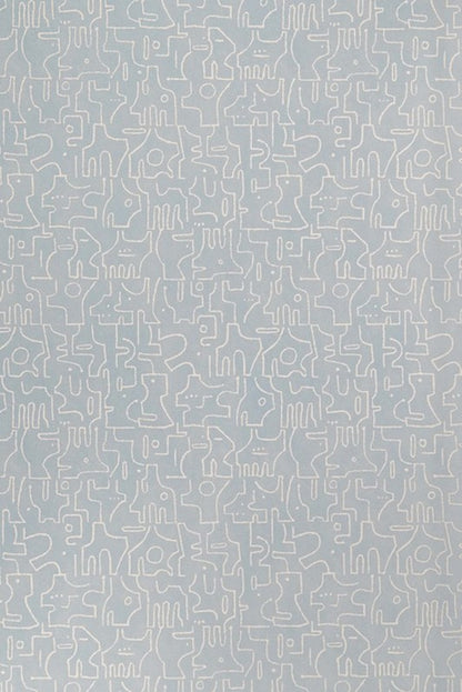 Rune Wallpaper by Kerry Joyce in Moonstone Blue on Hemp