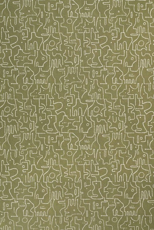 Rune Wallpaper by Kerry Joyce in Olive on Natural