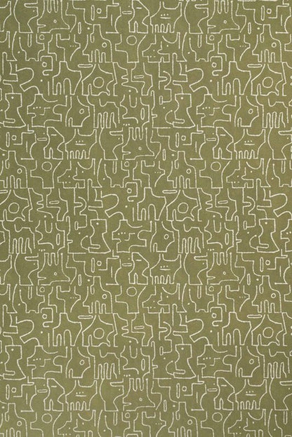 Rune Wallpaper by Kerry Joyce in Olive on Natural