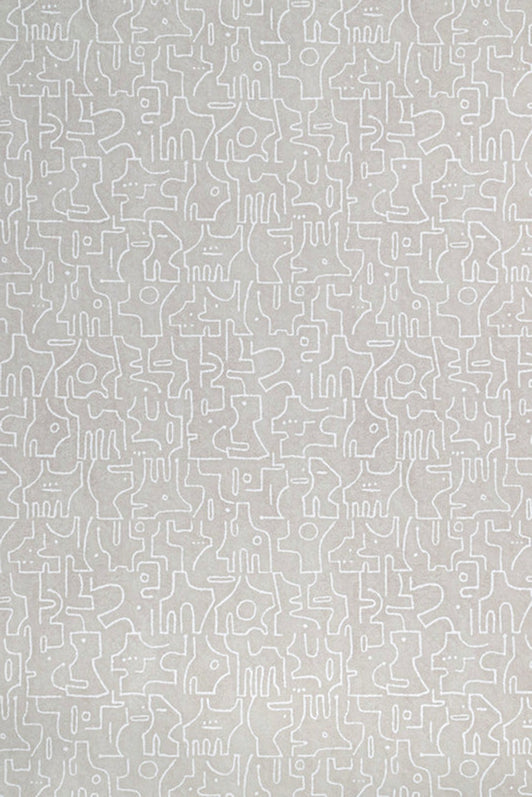 Rune Wallpaper by Kerry Joyce in Snow on Natural