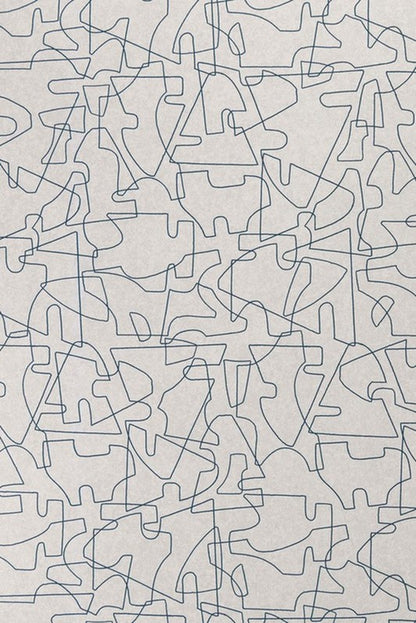 Verge Wallpaper by Kerry Joyce in Indigo on Flax
