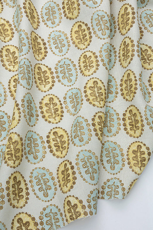 Leaves & Pearls Fabric by Kerry Joyce in Mushroom Sun