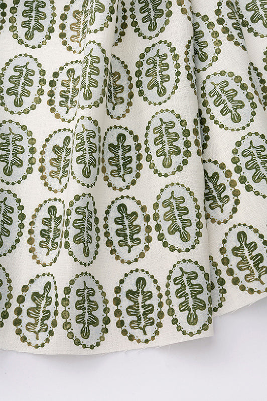 Leaves & Pearls Fabric by Kerry Joyce in Olive Porcelain