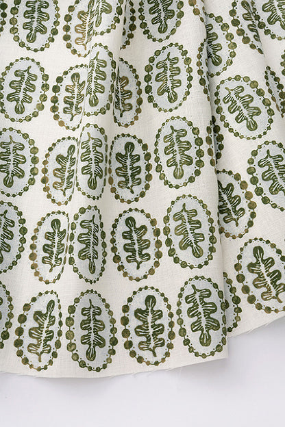 Leaves & Pearls Fabric by Kerry Joyce in Olive Porcelain