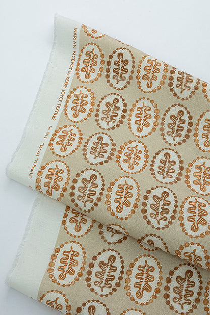 Leaves & Pearls Fabric by Kerry Joyce in Taupe Sunset