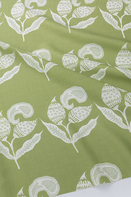 Paisley Sprigs Fabric by Kerry Joyce in Chartreuse Jardin