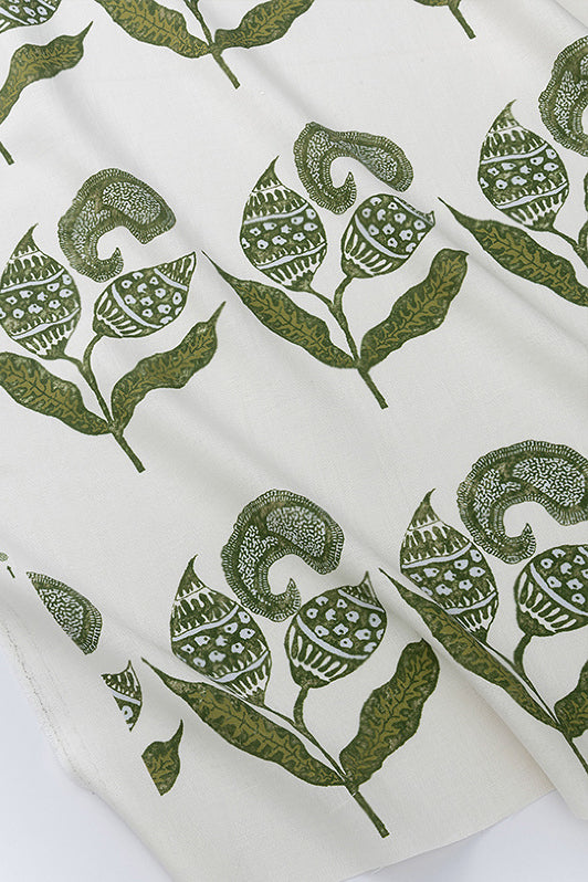 Paisley Sprigs Fabric by Kerry Joyce in Olive Porcelain