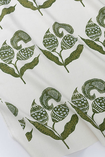 Paisley Sprigs Fabric by Kerry Joyce in Olive Porcelain