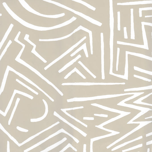 Lascaux White on Oatmeal wallpaper by Alan Campbell