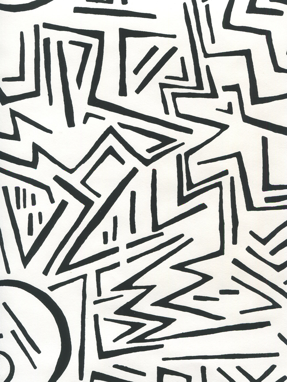 Lascaux Black on Almost White wallpaper by Alan Campbell