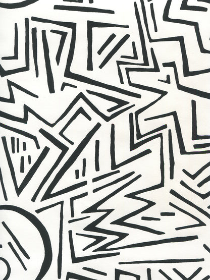 Lascaux Black on Almost White wallpaper by Alan Campbell