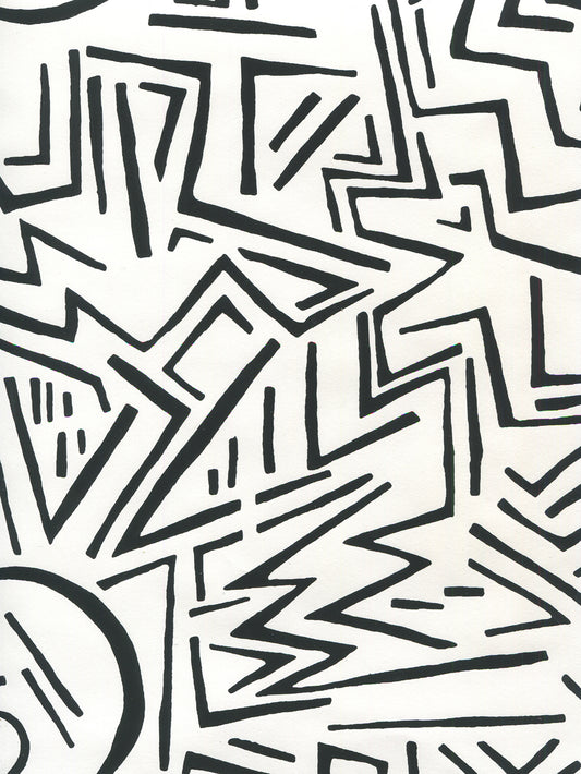 Lascaux Black on Almost White wallpaper by Alan Campbell