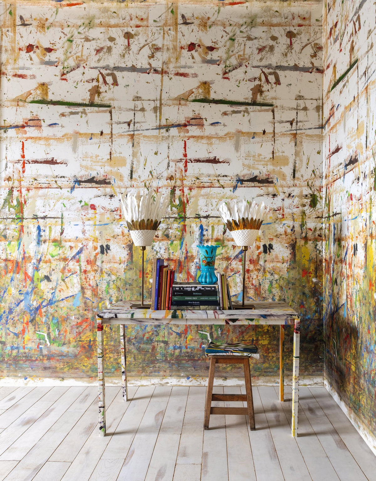 L'Atelier d'Isabelle 2 Panoramic Wallpaper by Pierre Frey shown in a room setting (view 1)