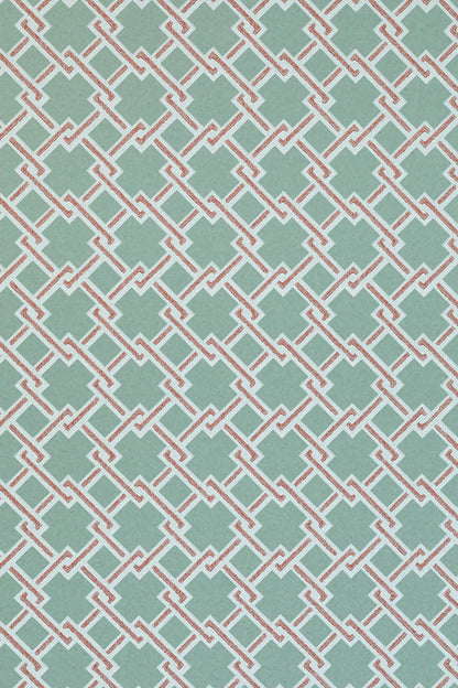 Lattice Cane Wallpaper by Barneby Gates Light Olive/Red