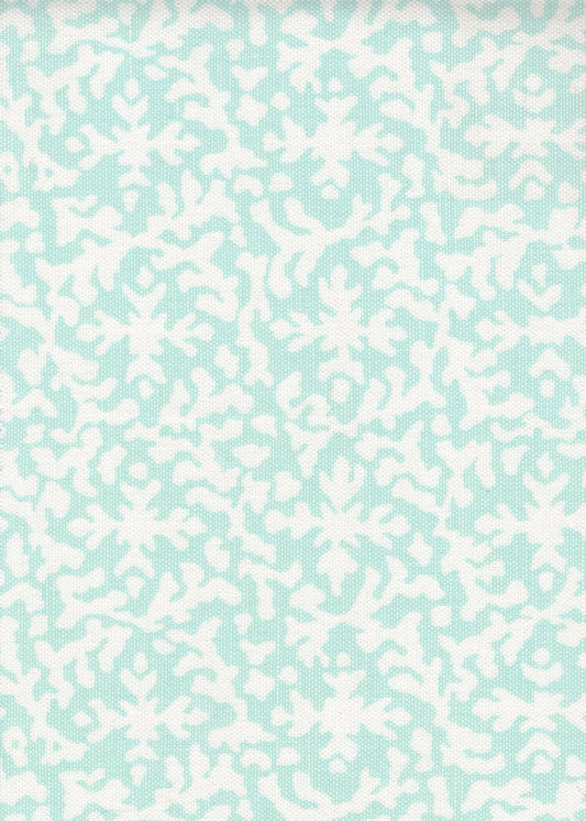 Laurel Reverse Pale Turquoise on White fabric by Alan Campbell