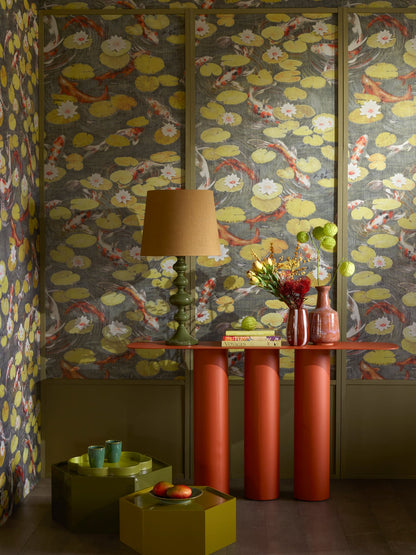 Le Bassin aux Nenuphars Wallpaper by Pierre Frey shown in a room setting (view 1)