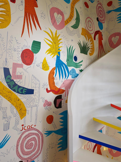 Le Chemin des Etoiles Wallpaper by Pierre Frey shown in a room setting (view 2)