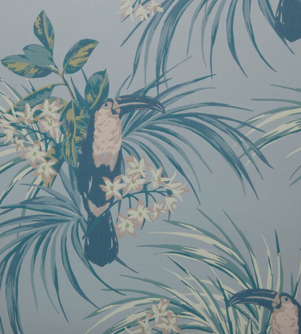 Le Toucan Wallpaper by 1838 Wallcoverings Pale Blue