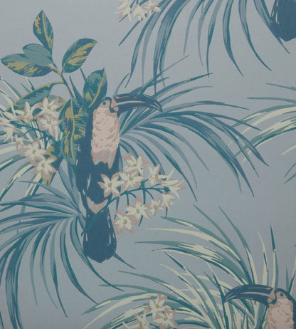 Le Toucan Wallpaper by 1838 Wallcoverings Pale Blue