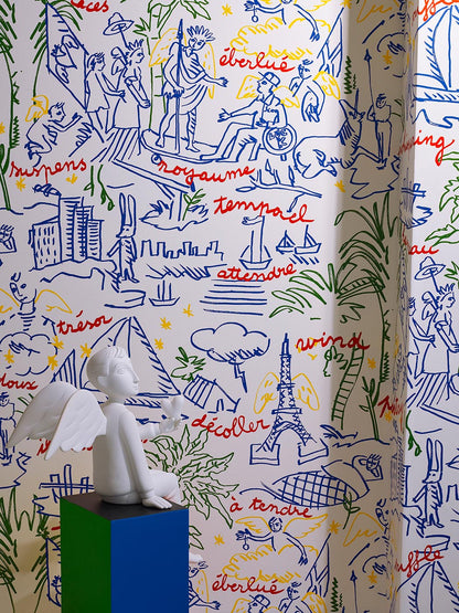 Le Voyage Eternel Wallpaper by Pierre Frey shown in a room setting (view 2)
