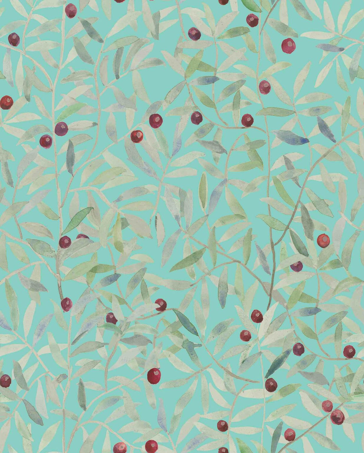 Leaf Craze wallpaper by Coordonné in Lagoon, flat pattern view