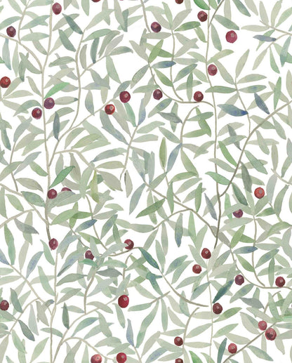 Leaf Craze wallpaper by Coordonné in White, flat pattern view