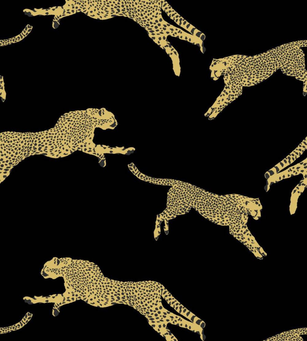 Leaping Cheetah Wallpaper by Scalamandre Black Magic