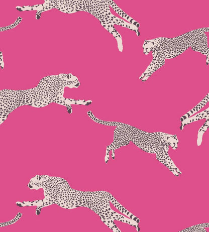 Leaping Cheetah Wallpaper by Scalamandre Bubblegum