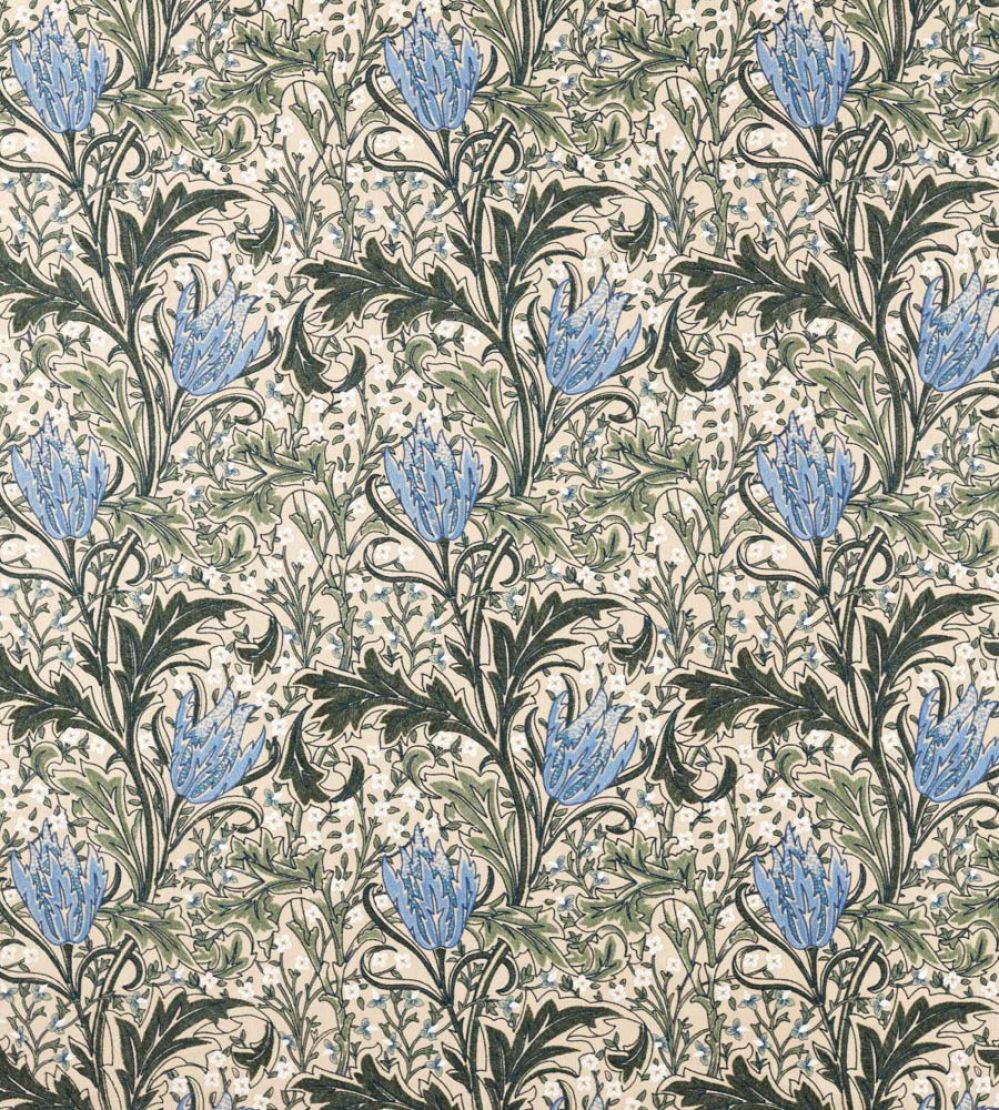 Lent Lily Embroidery Fabric by Morris & Co Forest/Cornflower Blue