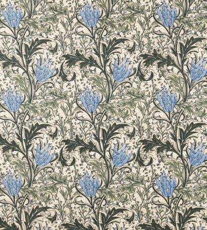 Lent Lily Embroidery Fabric by Morris & Co Forest/Cornflower Blue