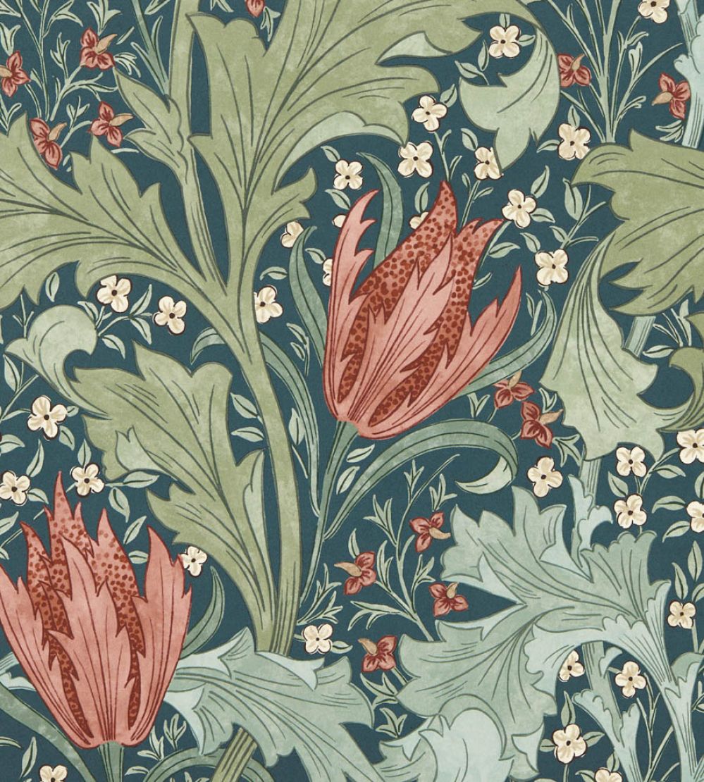 Lent Lily Wallpaper by Morris & Co Indigo/Madder
