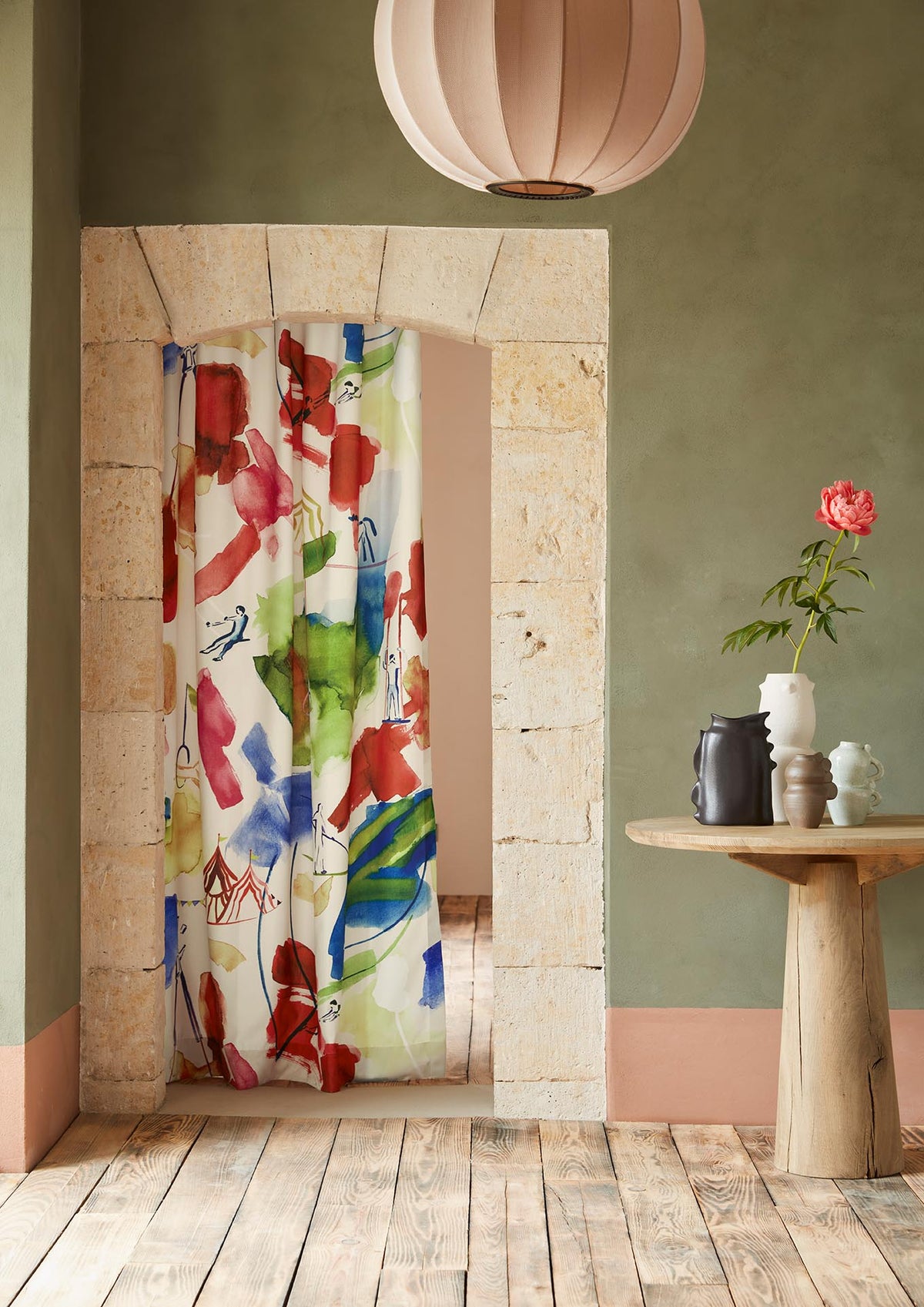 Les Acrobates Fabric by Pierre Frey shown in a room setting (view 1)
