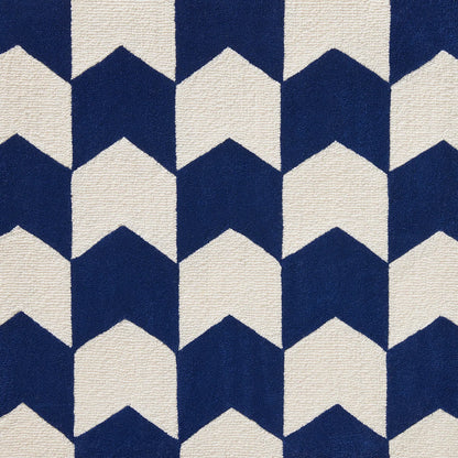Les Fleches Rug by Le Manach in Cobalt/Blanc (LT106001)