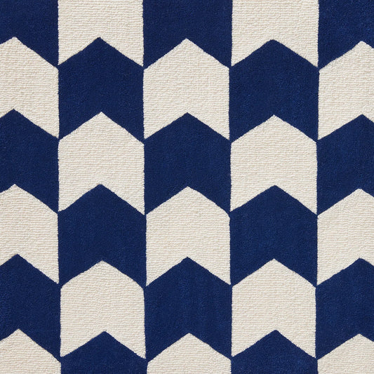 Les Fleches Rug by Le Manach in Cobalt/Blanc (LT106001)