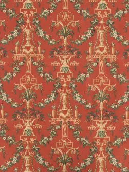 Les Lions Fabric by Le Manach in Rouge (L3636001)