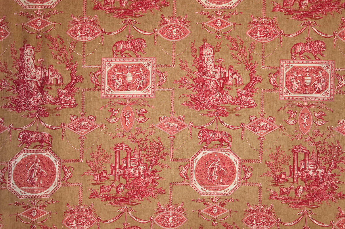Les Muses et le Lion Fabric by Braquenié in Brun Rouge (B1826001)