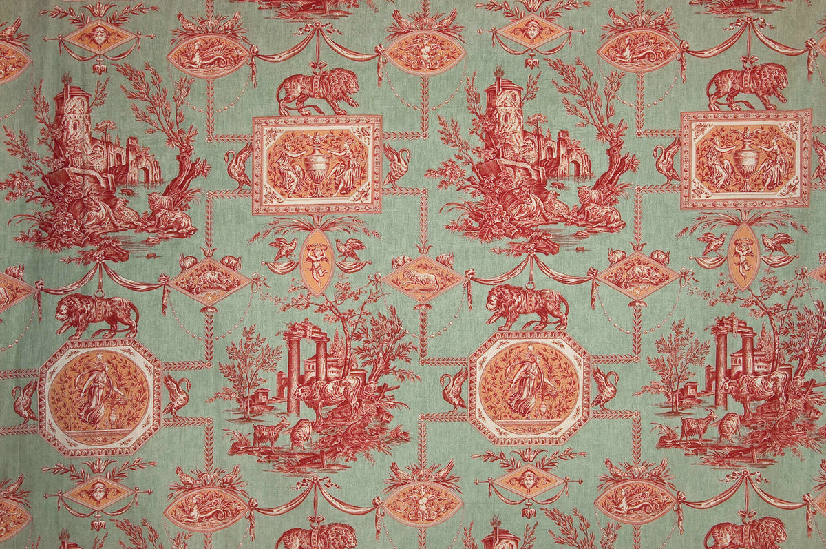 Les Muses et le Lion Fabric by Braquenié in Rouge Celadon (B1826005)