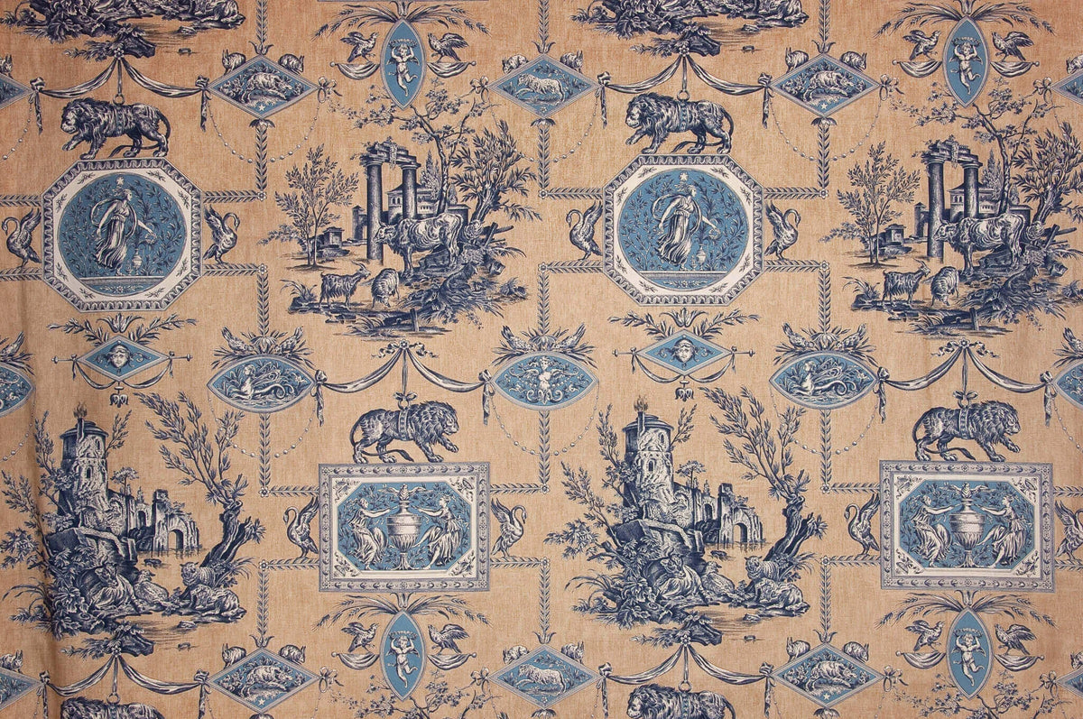 Les Muses et le Lion Fabric by Braquenié in Sable Bleu (B1826002)