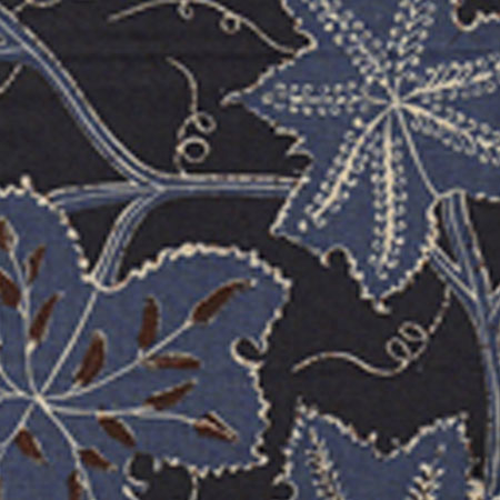 Les Oiseaux Enchantes Indigo Tobacco Maple fabric by China Seas