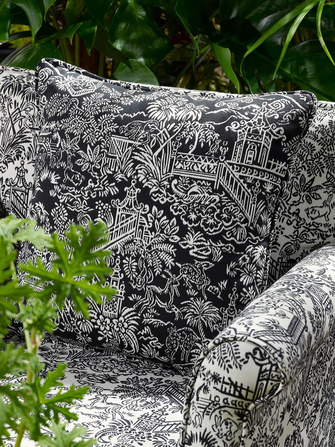 Les Pagodes Fabric by Pierre Frey shown in a room setting (view 1)
