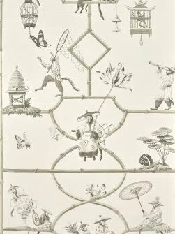 Les Singes Savants Wallpaper by Pierre Frey in Porcelaine (FP770005)