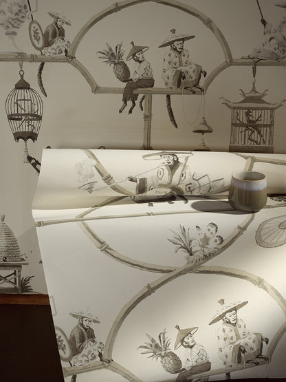 Les Singes Savants Wallpaper by Pierre Frey shown in a room setting (view 2)