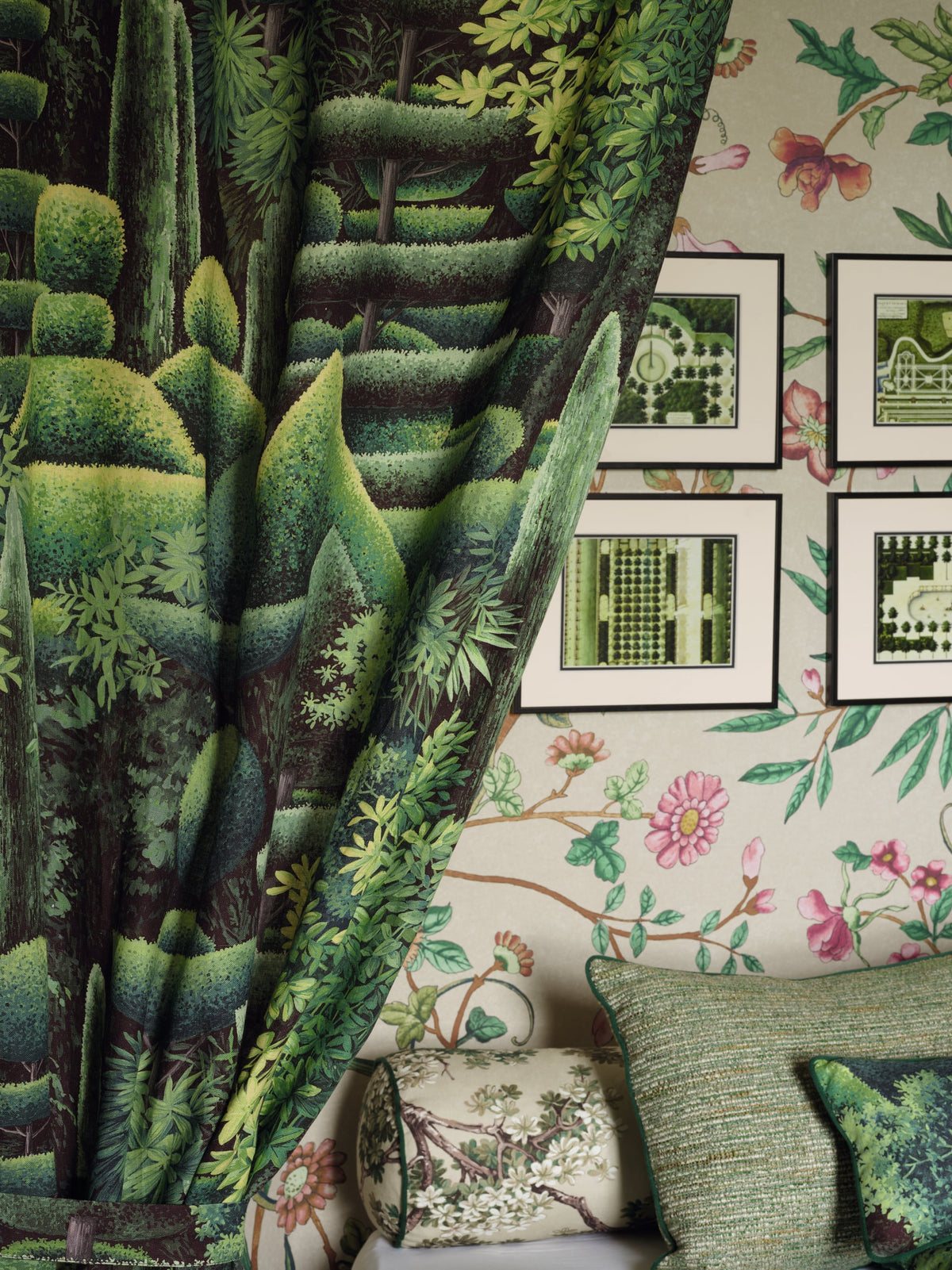 Les Topiaires Fabric by Pierre Frey shown in a room setting (view 2)
