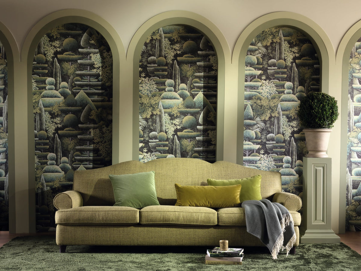 Les Topiaires Wallpaper by Pierre Frey shown in a room setting (view 1)
