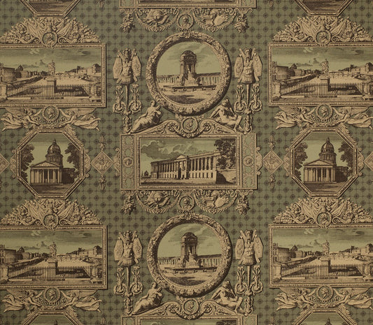 Les Vues de Paris Wallpaper by Marvic Textiles in Sepia