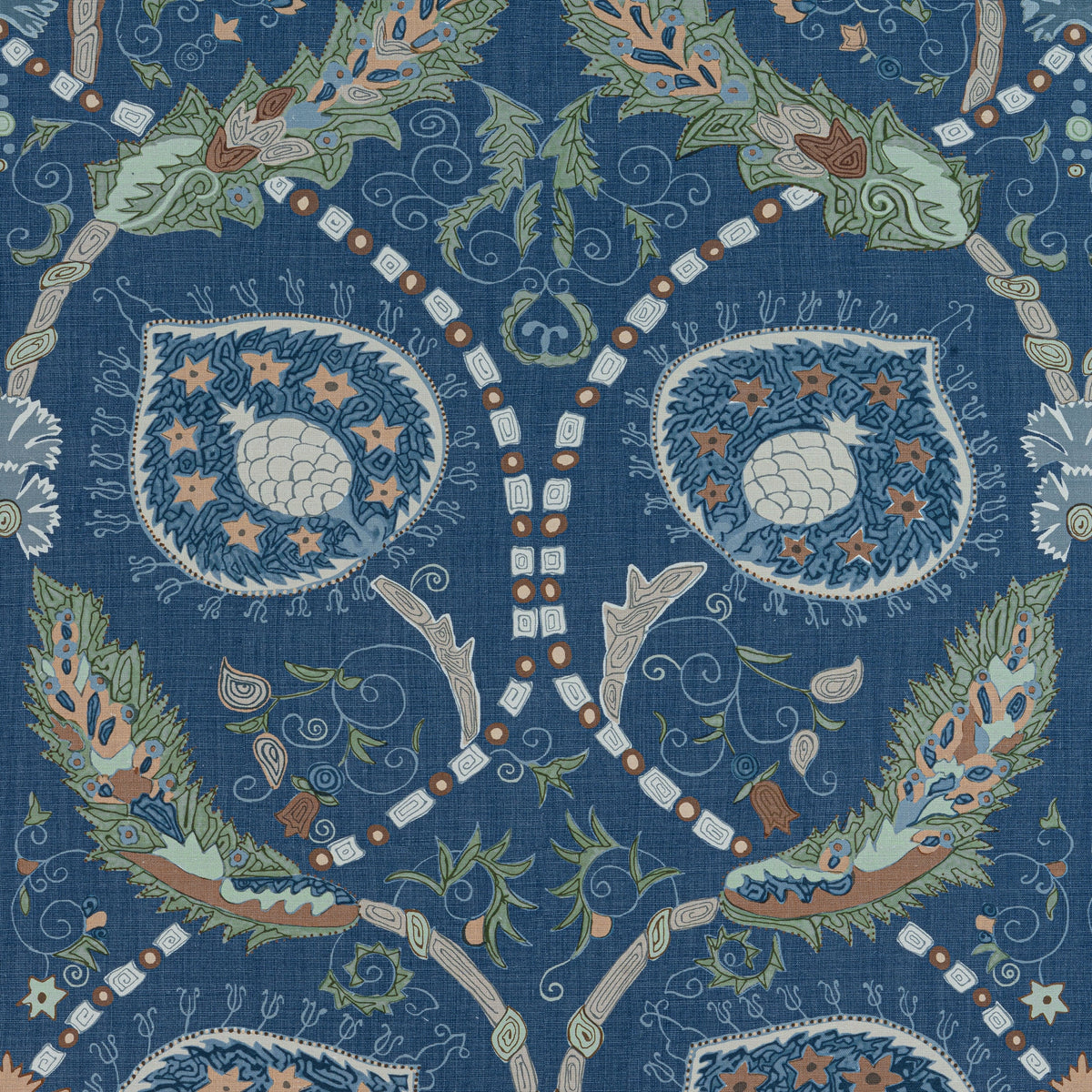 Lewis Fabric by Thibaut in Navy & Teal (F913217)